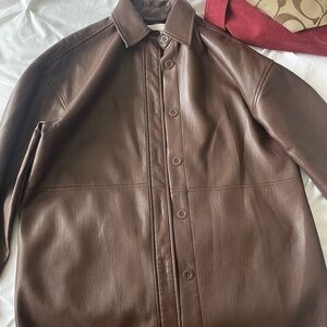 Babaton Chocolate Leather Pelli Jacket